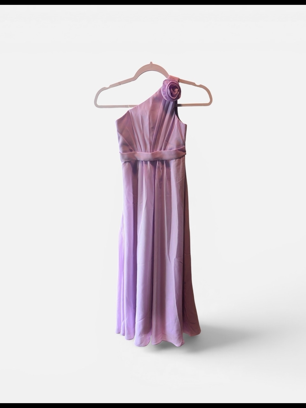 Girls Lavender One-Shoulder Formal Dress with Rosette